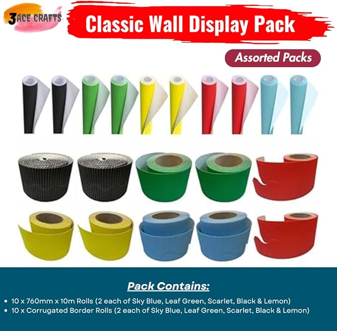 Sky Blue, Leaf Green, Scarlet, Black & Lemon