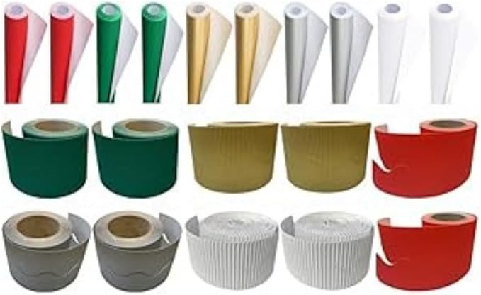 Scarlet, Emerald Green, Gold, Silver & White